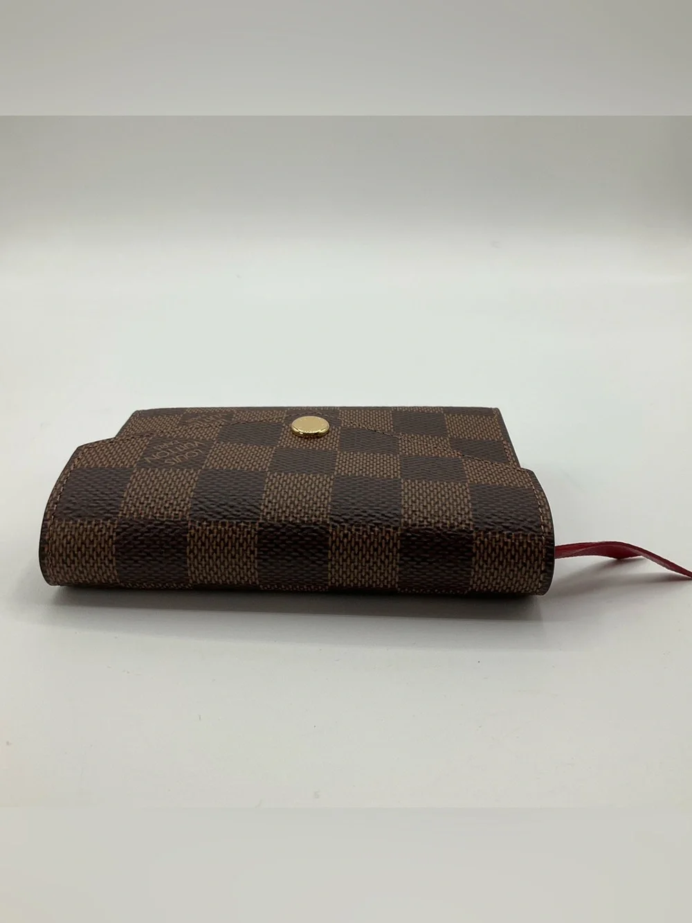 NWT Louis Vuitton Victorine Trifold Wallet Damier Ebene Rouge Interior N41659